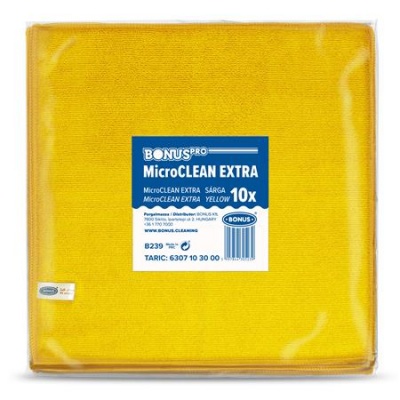 Törlőkendő, univerzális, 10 db, 40x40 cm, BONUS "MicroCLEAN Extra", sárga