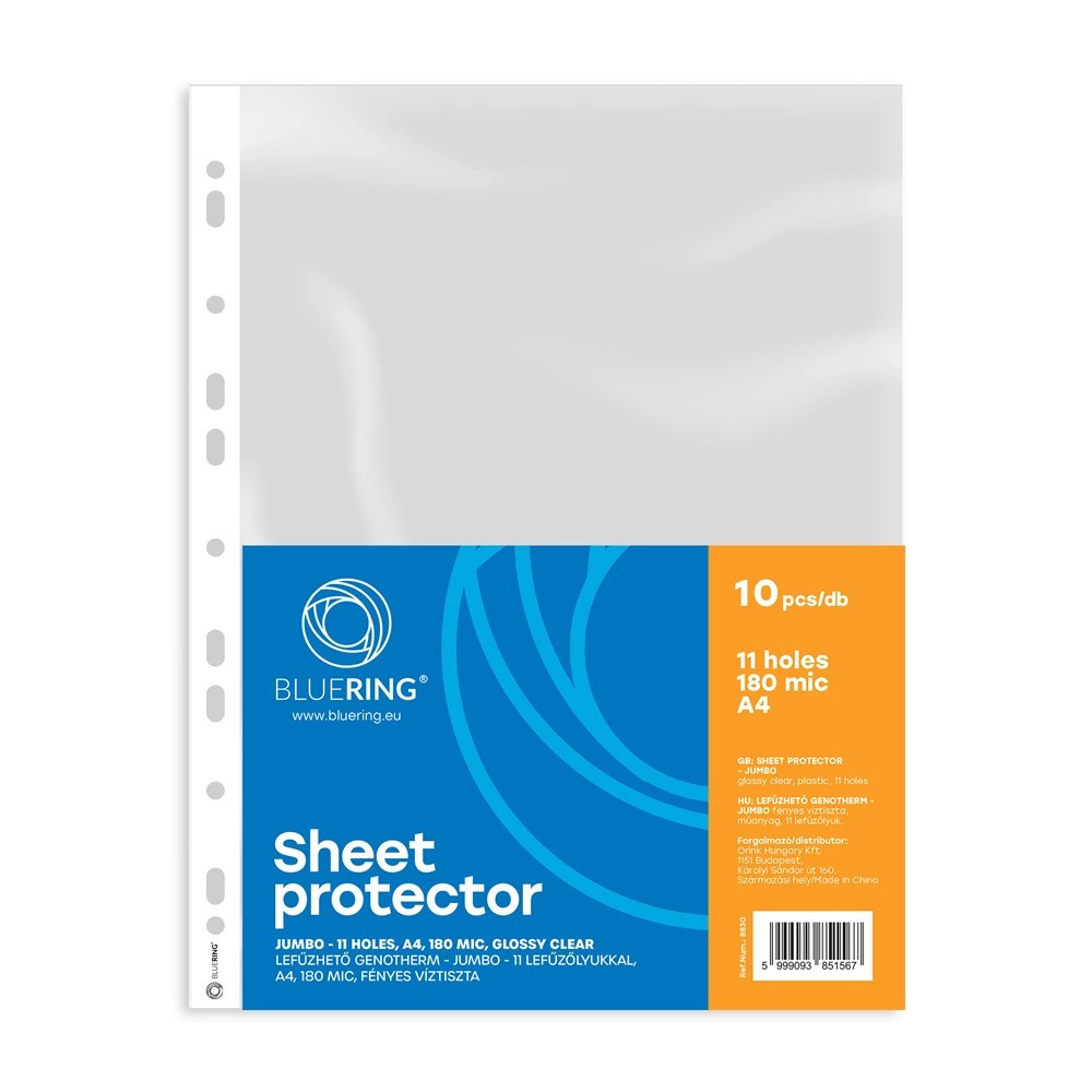 Genotherm lefűzhető, A4, 180 micron jumbo katalógustartó Bluering® 10 db/csomag